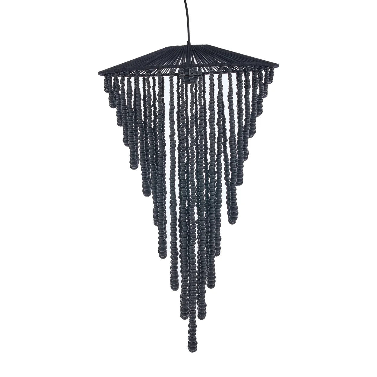 Suspension cascade en perles de bois noires Ø47 cm