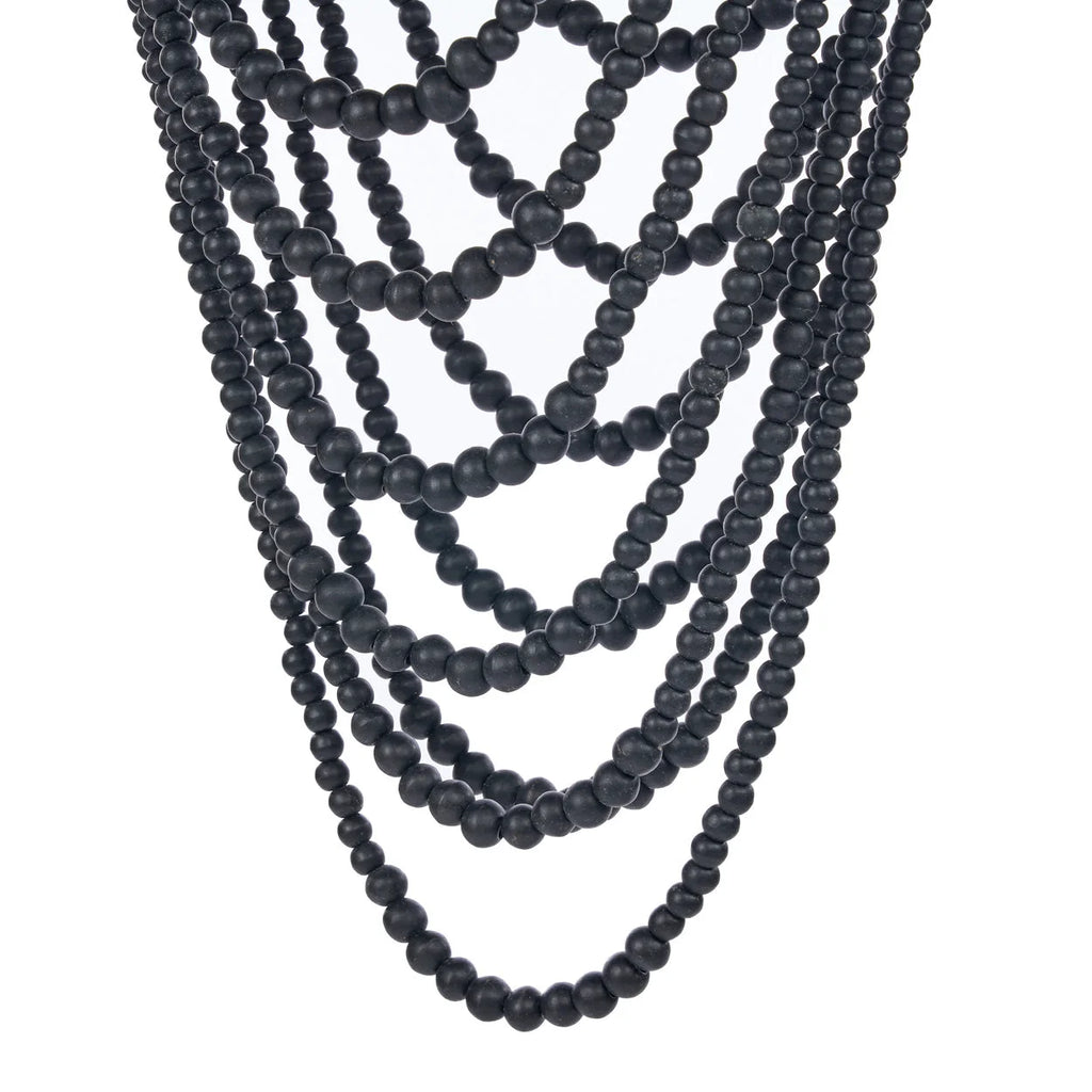 Suspension cascade perles bois noires Ø47 cm effet mat