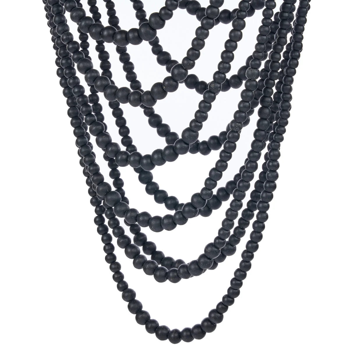 Suspension cascade perles bois noires Ø47 cm effet mat