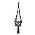 Suspension plante en macramé coton noir avec franges, hauteur H110 cm