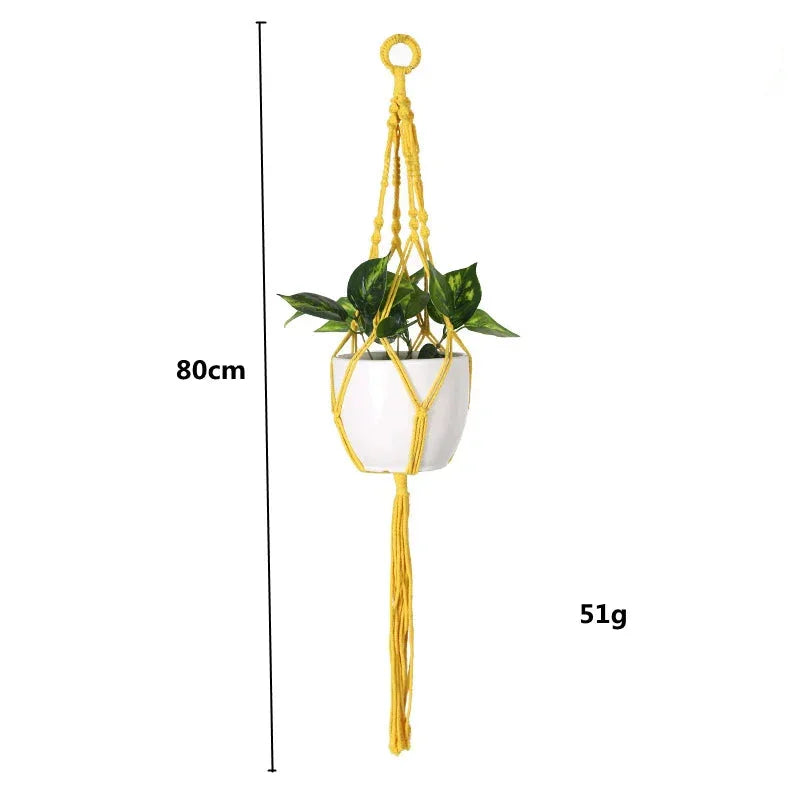 Lot 6 Suspensions Macramé Plantes – Paniers Suspendus Coton 60/80/100 Cm, Porte-Pot Mural Intérieur Extérieur