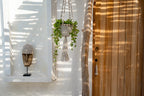 Support en macramé torsadé coton blanc naturel pour plante suspendue H135 cm