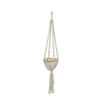 Support de plante en macramé torsadé coton blanc naturel avec tassel, H135 cm