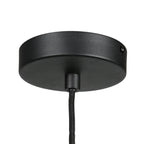Luminaire suspendu rond en bambou et métal noir ajouré de 50 cm au plafond