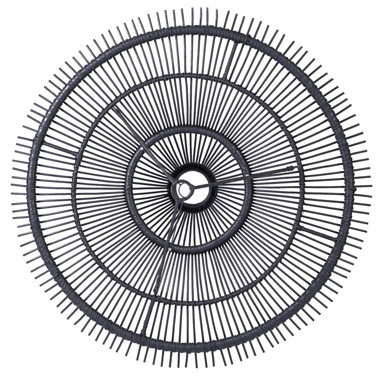 Cadre de suspension rond en rotin noir ajouré effet soleil XXL Ø150 cm
