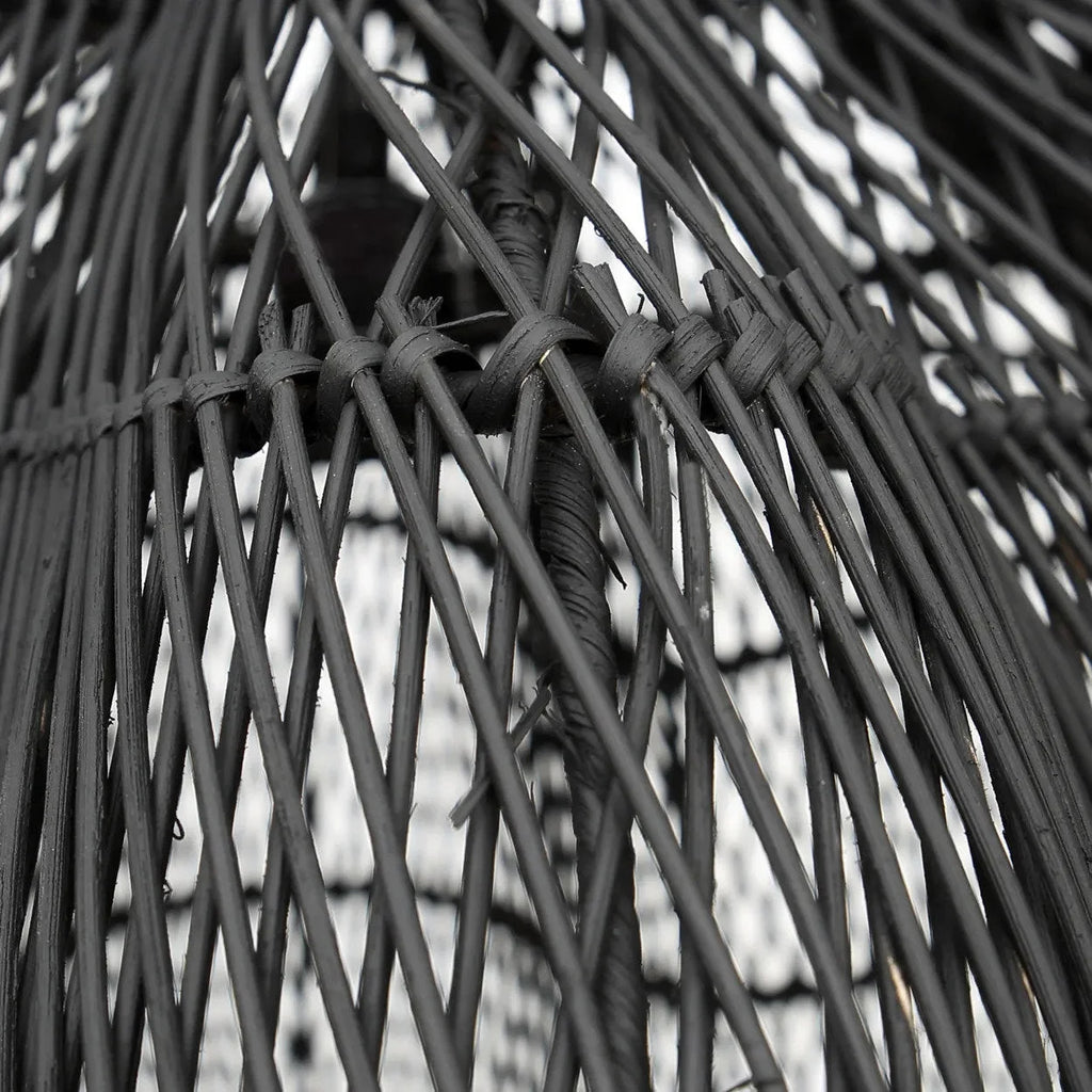 Mobilier en rotin ajouré noir forme de fleur XXL avec structure en osier gris foncé