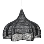 Abat-jour en rotin noir ajouré en forme de fleur XXL pour suspension élégante