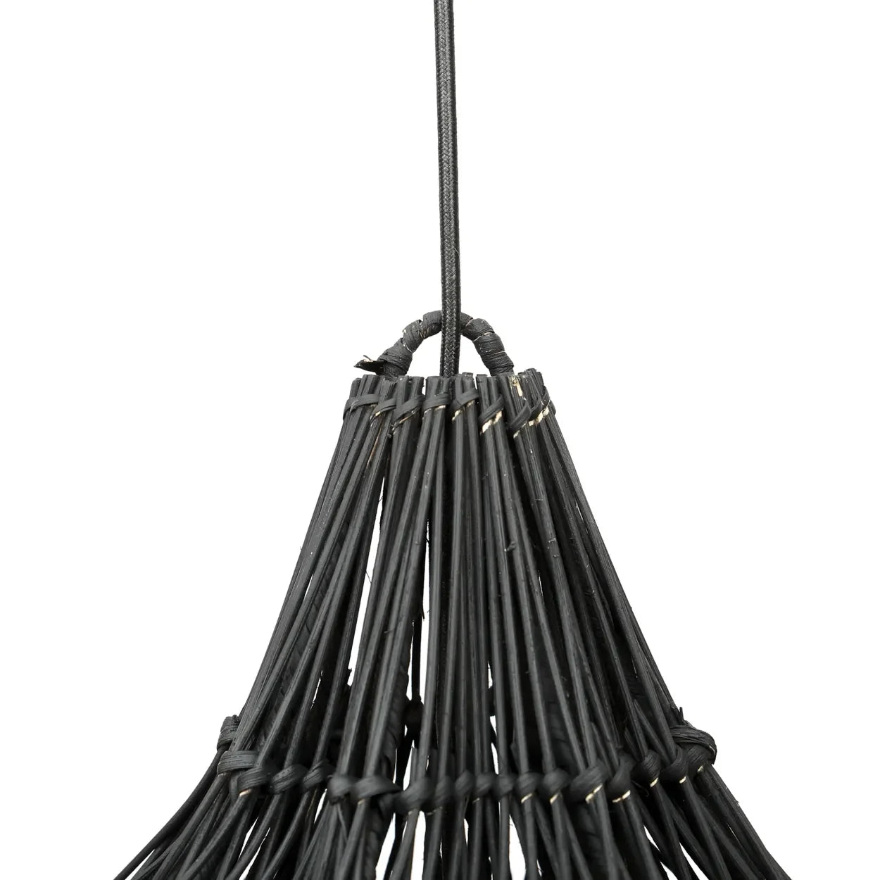 Luminaire suspendu en rotin ajouré noir forme de fleur XXL pour décoration intérieure