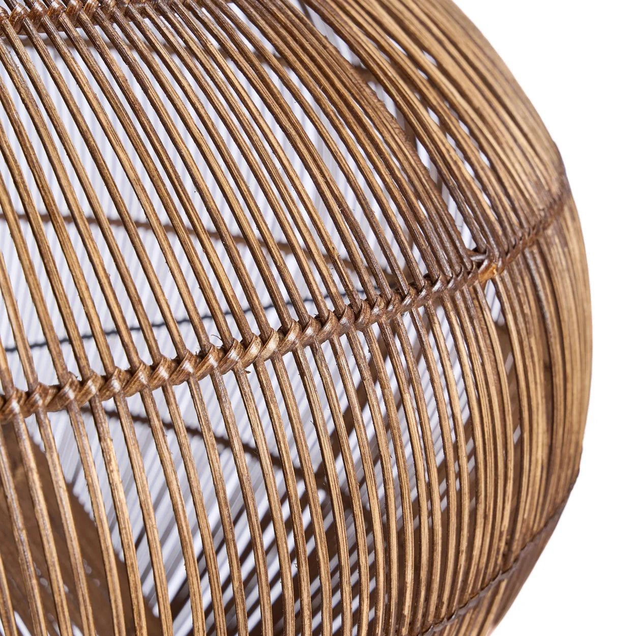 Abat-jour sphérique en rotin ajouré noyer foncé, Ø80 cm, forme goutte