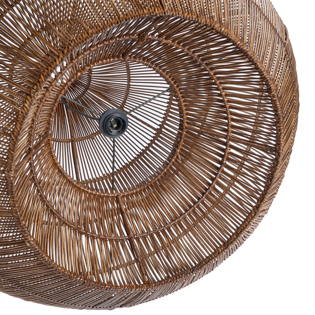 Suspension en rotin ajouré noyer foncé forme goutte Ø80 cm