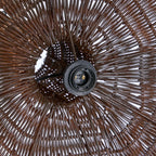 Suspension en rotin brun foncé en forme de dôme avec anse, Ø100 cm