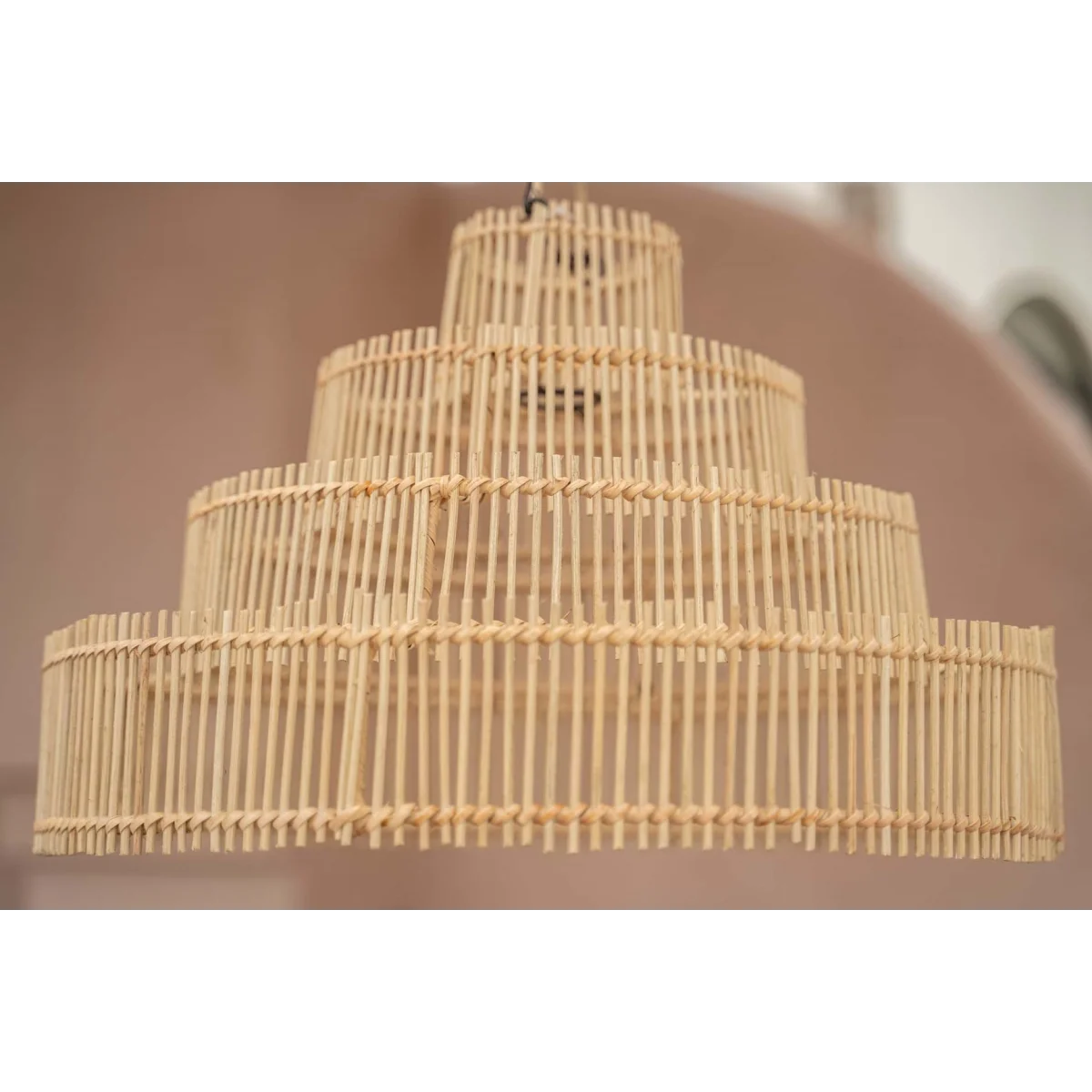 Abat-jour en bambou en forme de cône naturel pour suspension rotin conique Ø51 cm