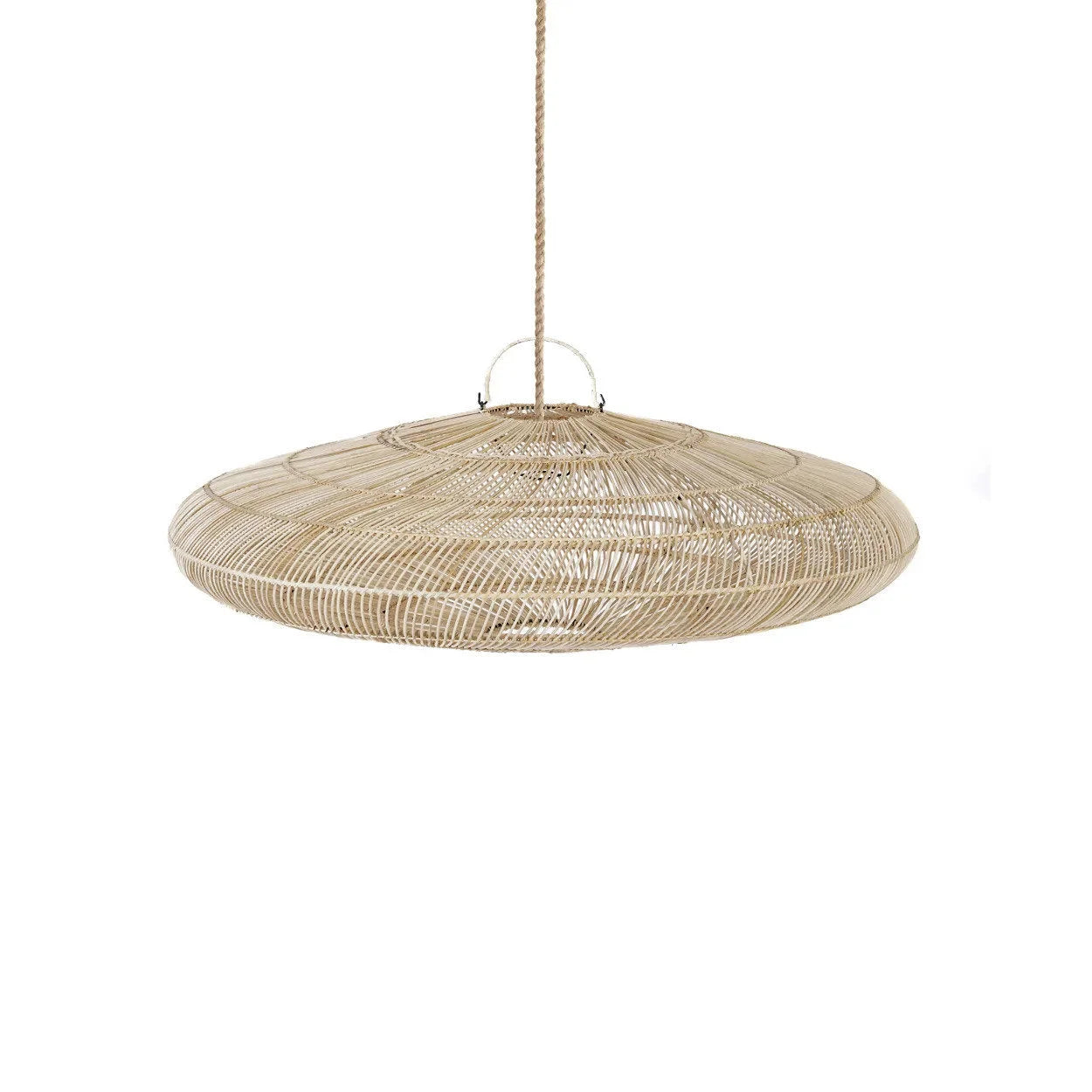 Suspension en rotin macaron naturel 110 cm artisanale
