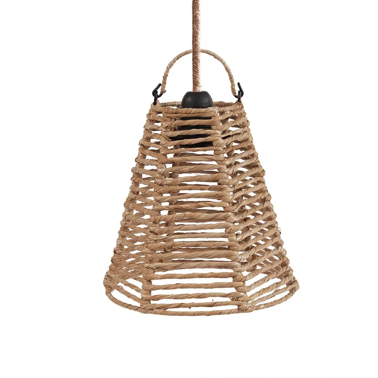 Lampe suspendue en rotin naturel de 20 cm avec corde tissée au design minimaliste
