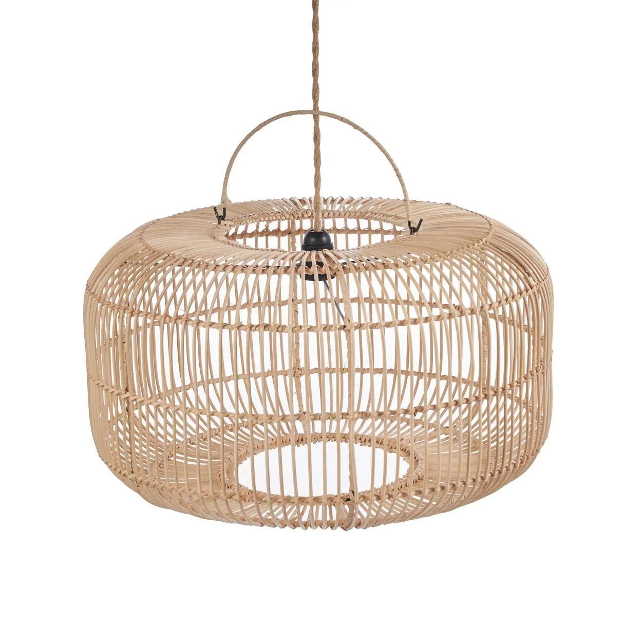 Suspension en rotin naturel 55 cm ronde artisanale avec luminaire suspendu en rotin