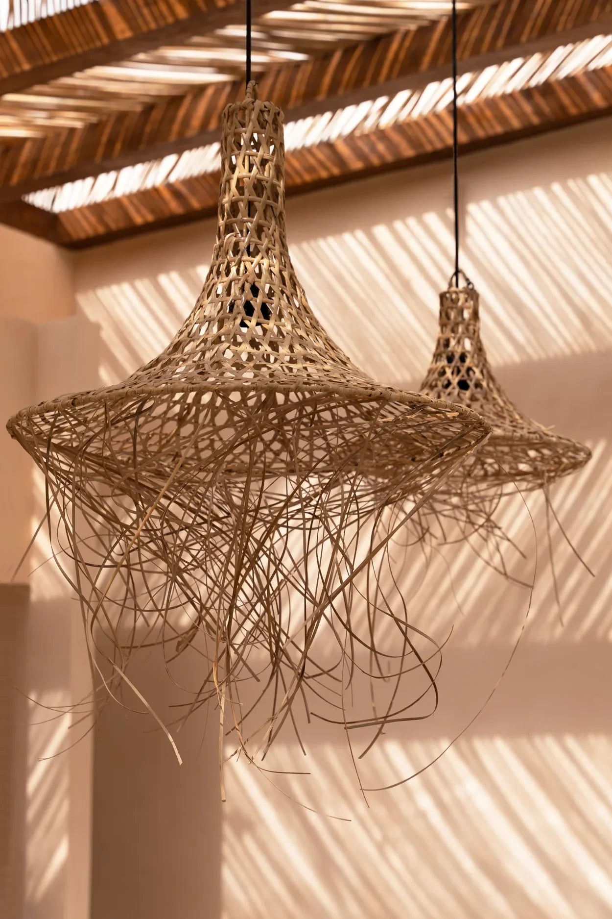 Suspension en rotin naturel 60 cm pour salon ou chambre