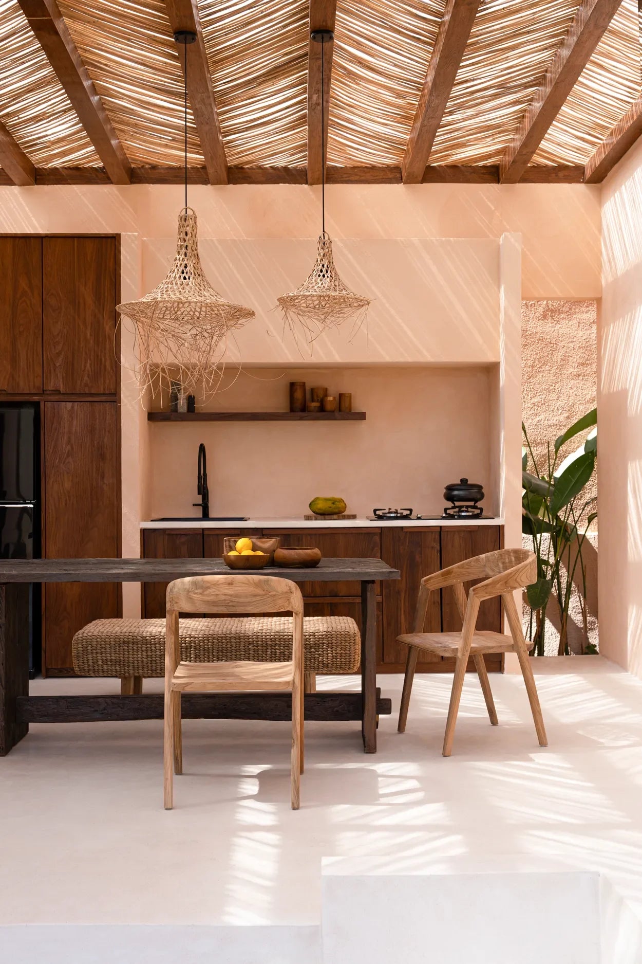 Suspension en rotin naturel 60 cm pour salon ou chambre