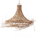 Suspension en rotin naturel 60 cm avec un abat-jour tissé, large et à franges