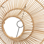 Suspension en rotin naturel avec abat-jour circulaire tissé et cadre en métal noir