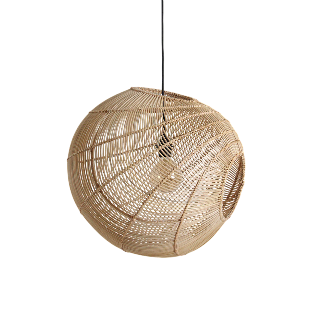 Suspension rotin naturel ajouré forme sphère – Ø50 cm