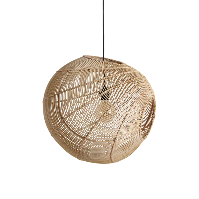 Suspension rotin naturel ajouré forme sphère – Ø50 cm