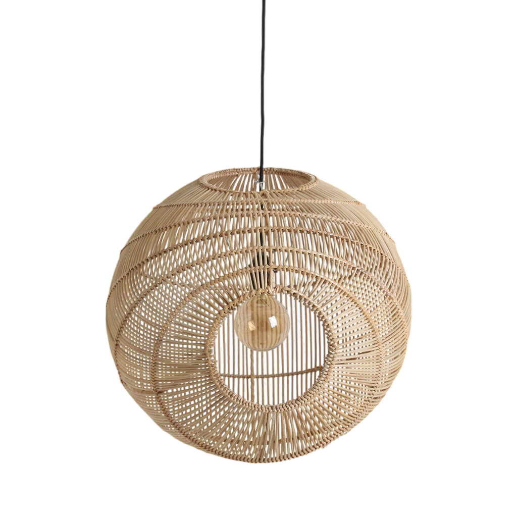 Suspension rotin naturel ajouré forme sphère – Ø50 cm
