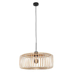 Suspension en rotin naturel ajouré et métal noir avec lampes en bambou suspendus