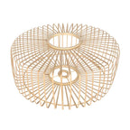 Cadre de suspension en fil métallique doré pour lampe en rotin naturel et métal noir Ø40 cm