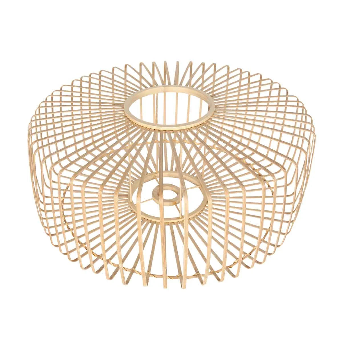 Cadre de suspension en fil métallique doré pour lampe en rotin naturel et métal noir Ø40 cm