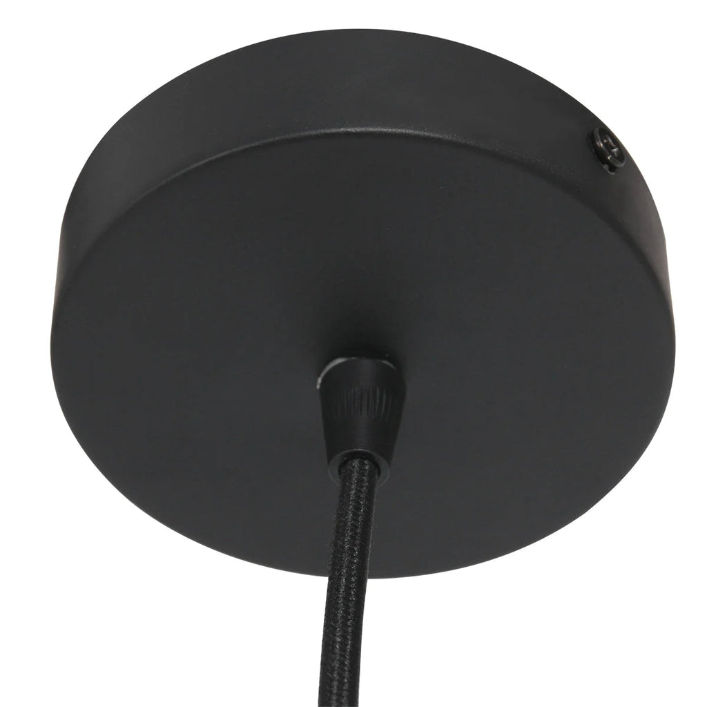 Luminaire de plafond en rotin naturel ajouré et métal noir, Ø40 cm