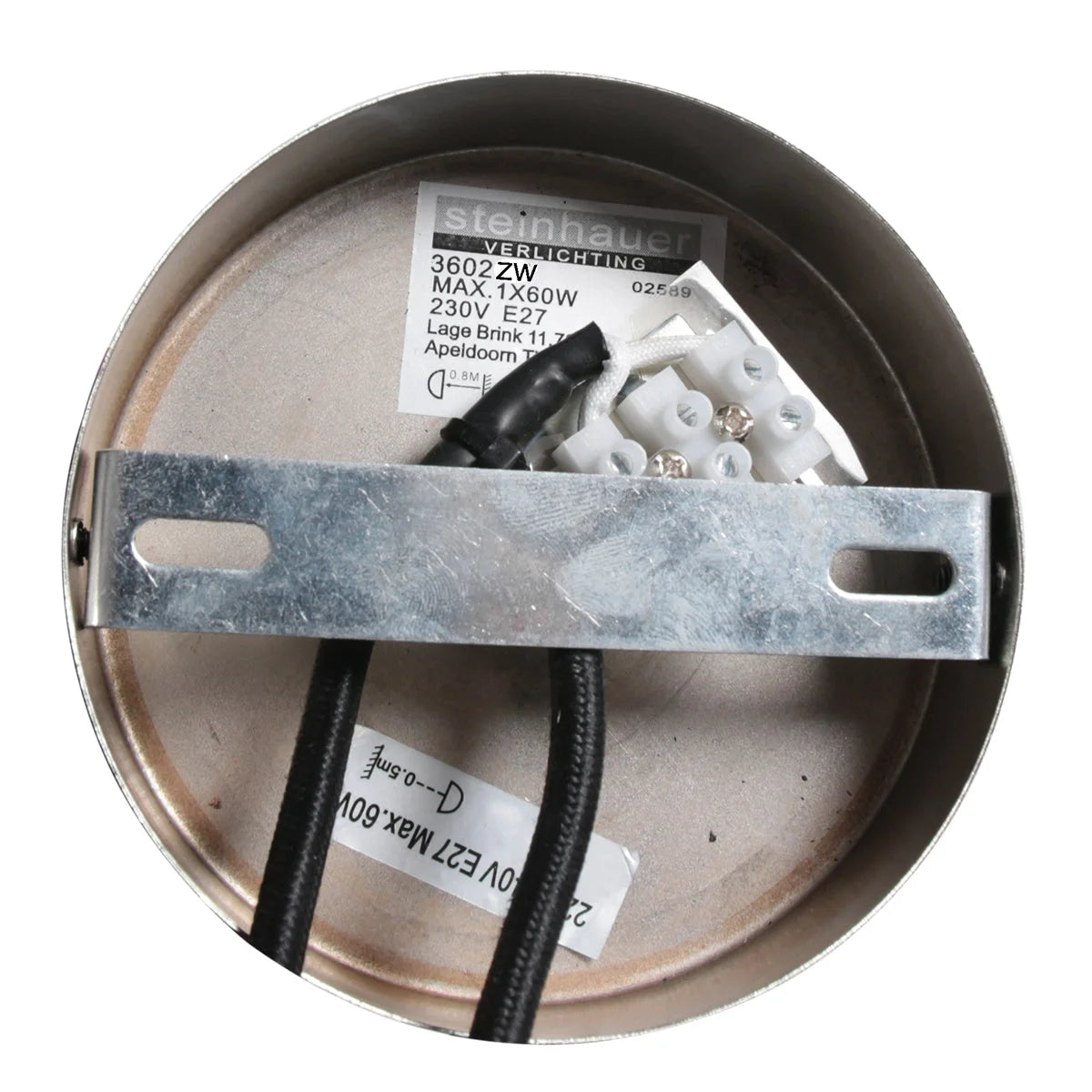 Base de luminaire au plafond avec composants électriques pour Suspension en rotin naturel et métal noir Ø40 cm