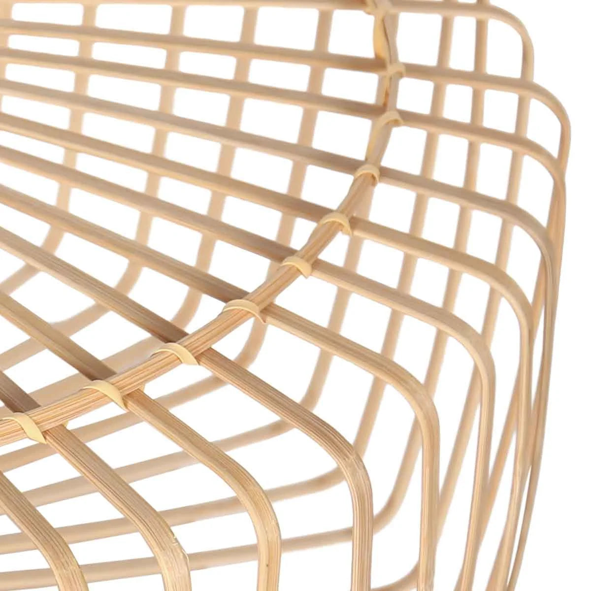 Tabouret en rotin naturel ajouré avec cadre en métal noir, diamètre 40 cm
