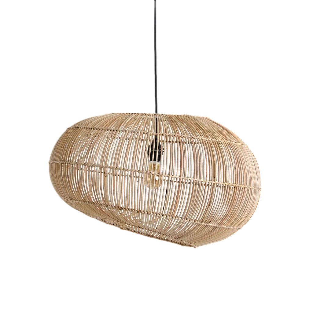 Suspension en rotin naturel asymétrique ajourée Ø62 cm