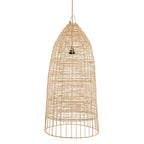 Abat-jour en fibre naturelle tissée pour suspension ronde en rotin naturel 90 cm