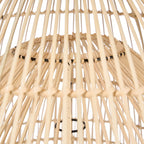 Abat-jour en rotin naturel cloche ajourée Ø82 cm avec accents métal noir