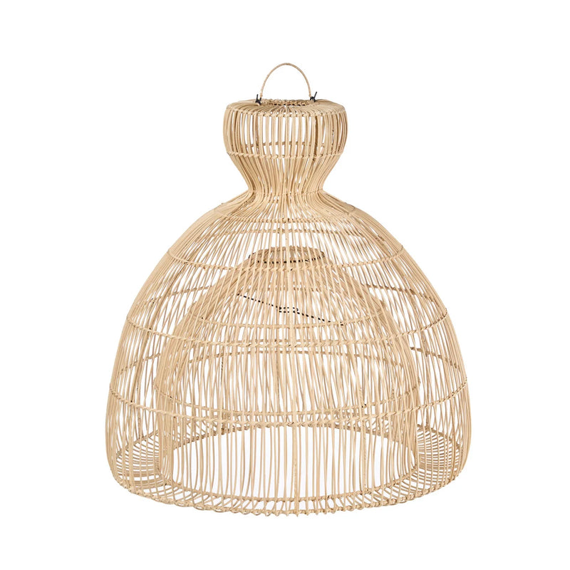 Suspension en rotin naturel forme cloche ajourée – Ø82 cm