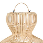 Suspension en rotin naturel forme cloche ajourée Ø82 cm avec anse courbe