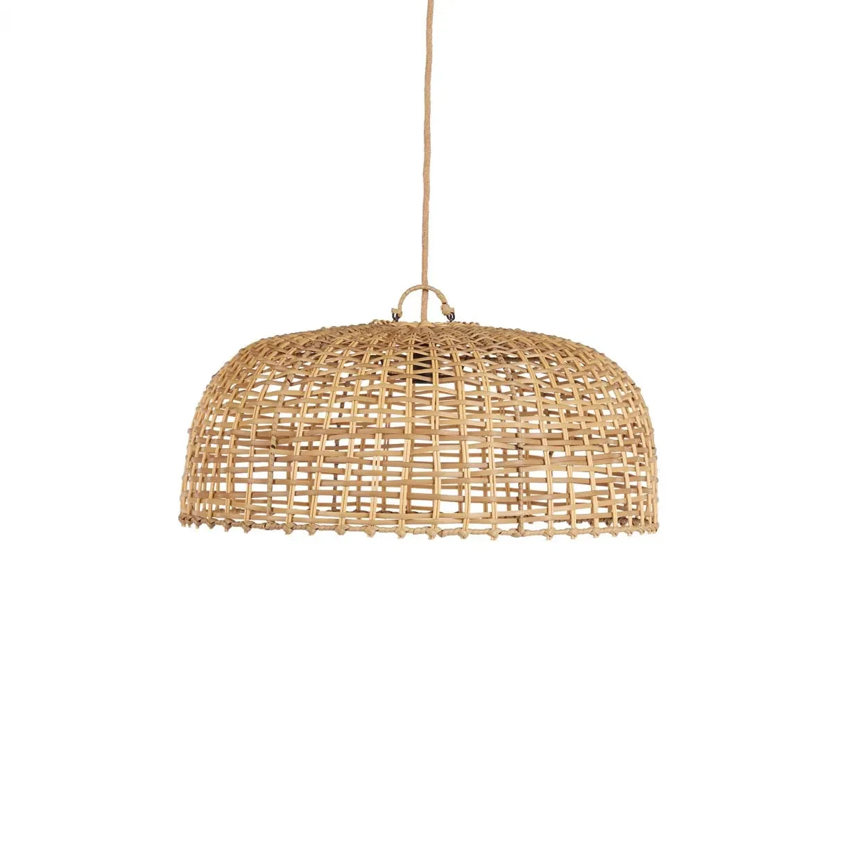 Lustre en rotin naturel suspendu en forme de cloche de 60 cm de diamètre