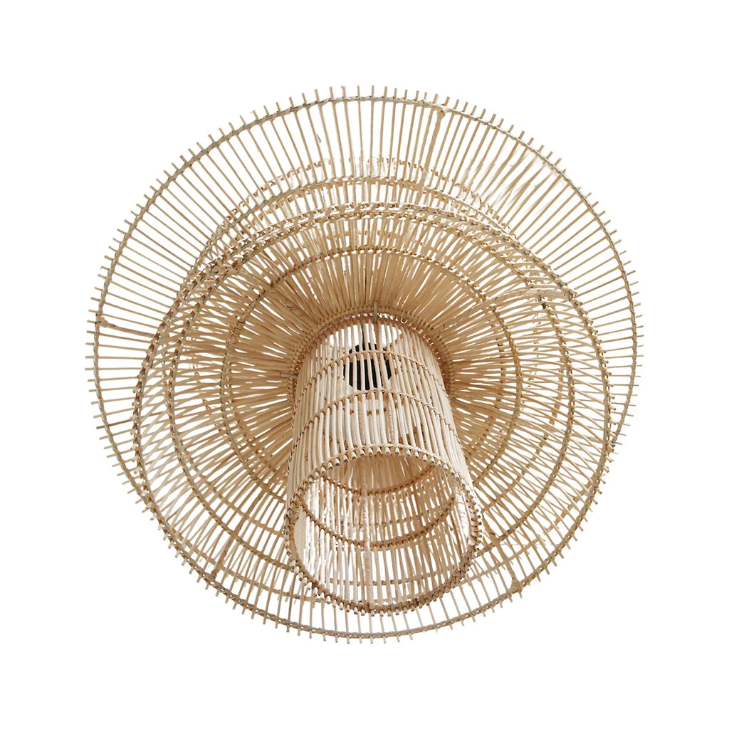 Suspension en rotin naturel forme fleur ajourée en bambou tressé, Ø65 cm