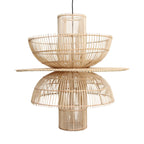 Suspension en rotin naturel beige, forme fleur ajourée, Ø65 cm