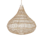 Suspension en rotin naturel forme goutte tressée ajourée, diamètre 55 cm