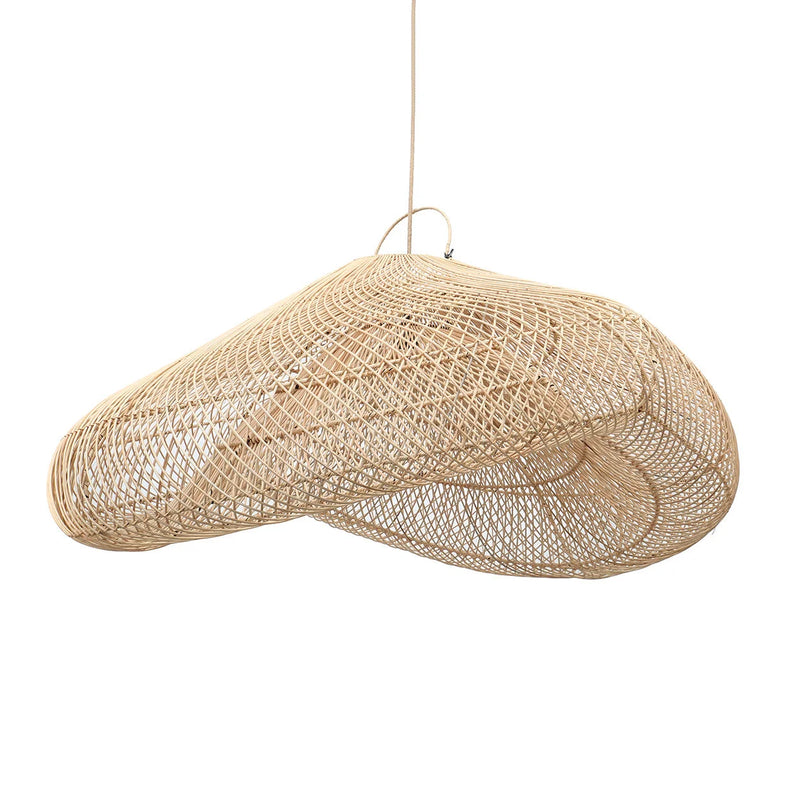 Suspension rotin naturel forme nuage pour salon ou chambre – Ø120 cm
