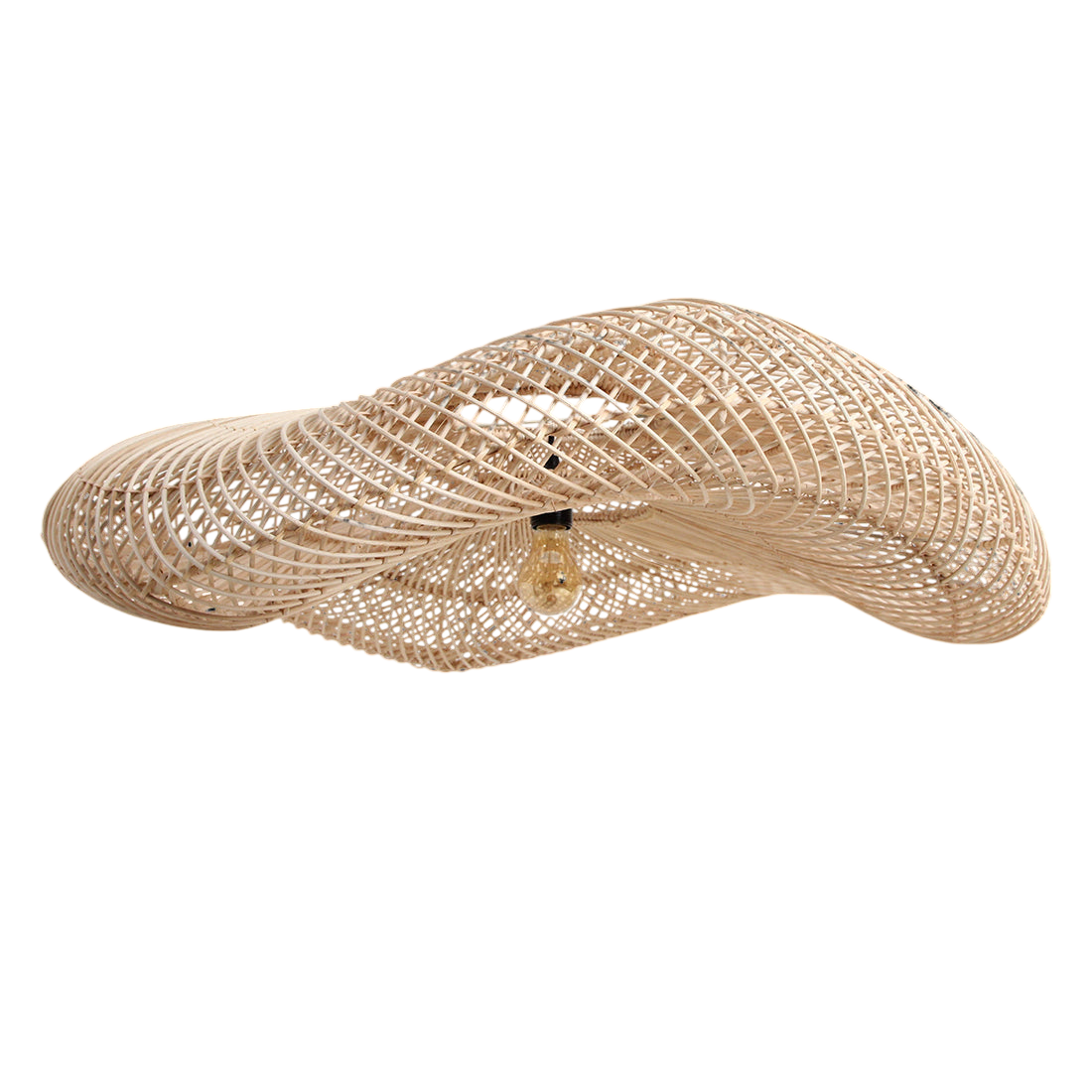 Suspension en rotin naturel forme ondulante tressage ajouré – Ø115 cm