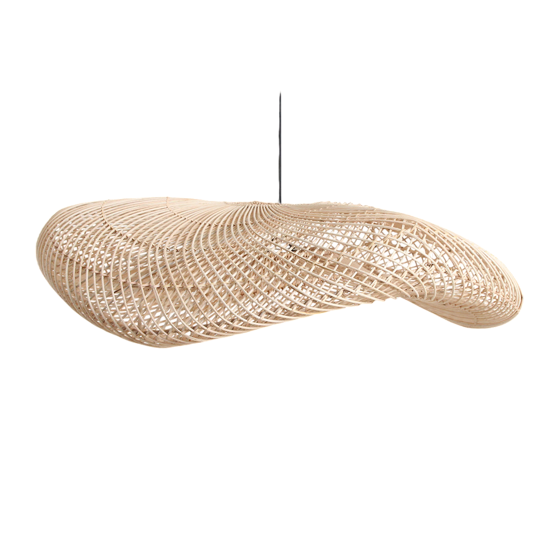Suspension en rotin naturel forme ondulante tressage ajouré – Ø115 cm