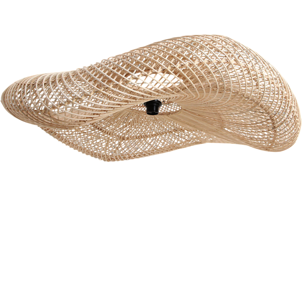 Suspension en rotin naturel forme ondulante tressage ajouré – Ø115 cm