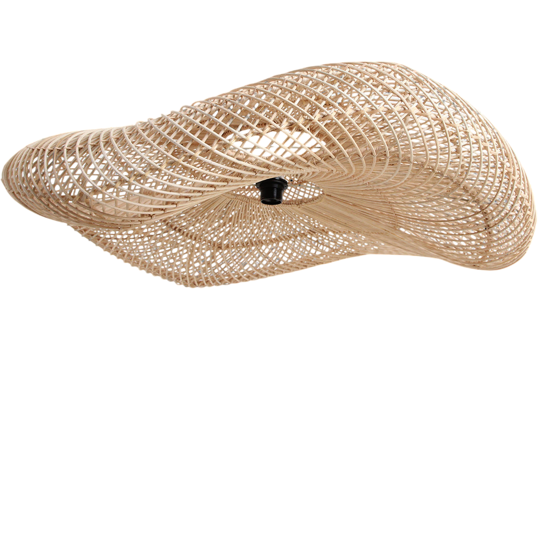 Suspension en rotin naturel forme ondulante tressage ajouré – Ø115 cm