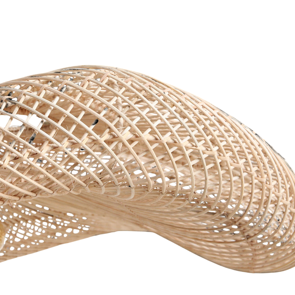 Suspension en rotin naturel forme ondulante tressage ajouré – Ø115 cm