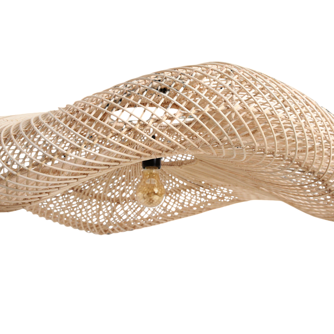 Suspension en rotin naturel forme ondulante tressage ajouré – Ø115 cm