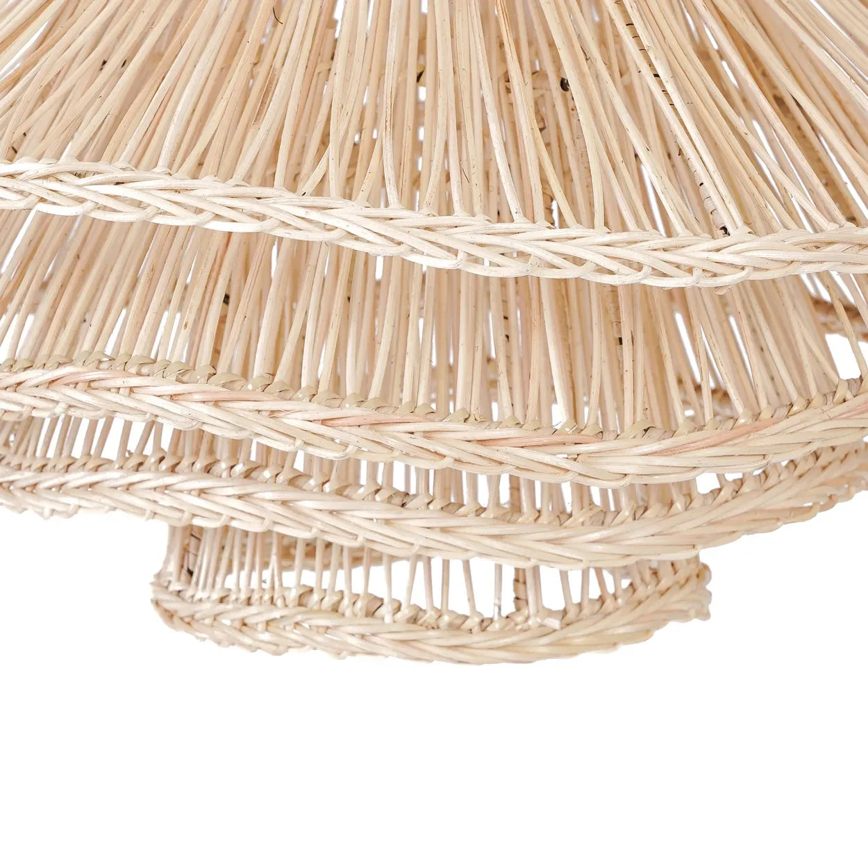 Suspension en rotin naturel forme organique avec lustre en osier tissé 63x55 cm