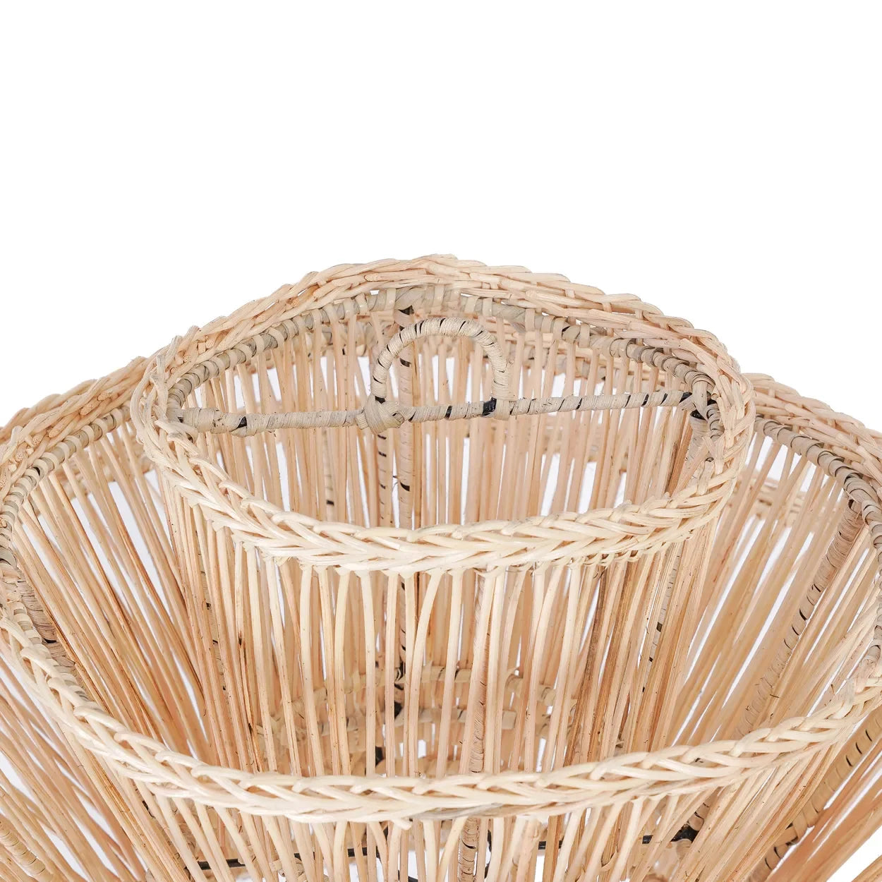 Panier en rotin naturel à niveaux tissés en osier, suspension organique 63x55 cm